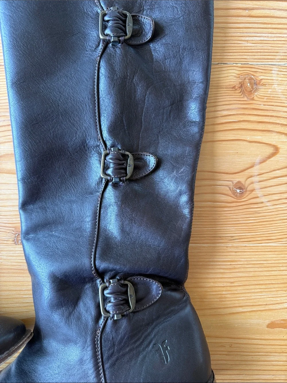 Frye Dark Brown Leather Over-the-Knee Buckle Boots
